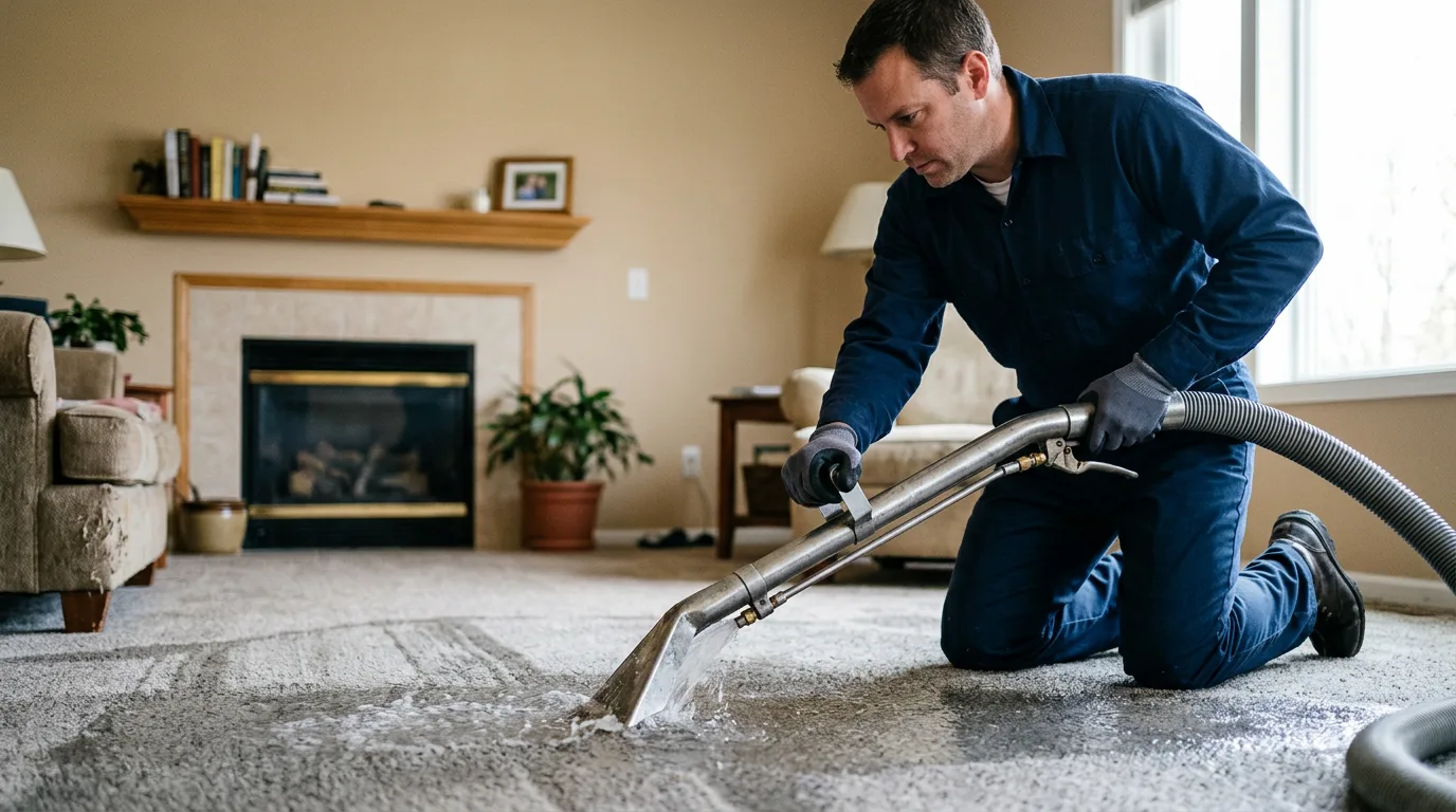 Water damage restoration technician working near Camden, AR